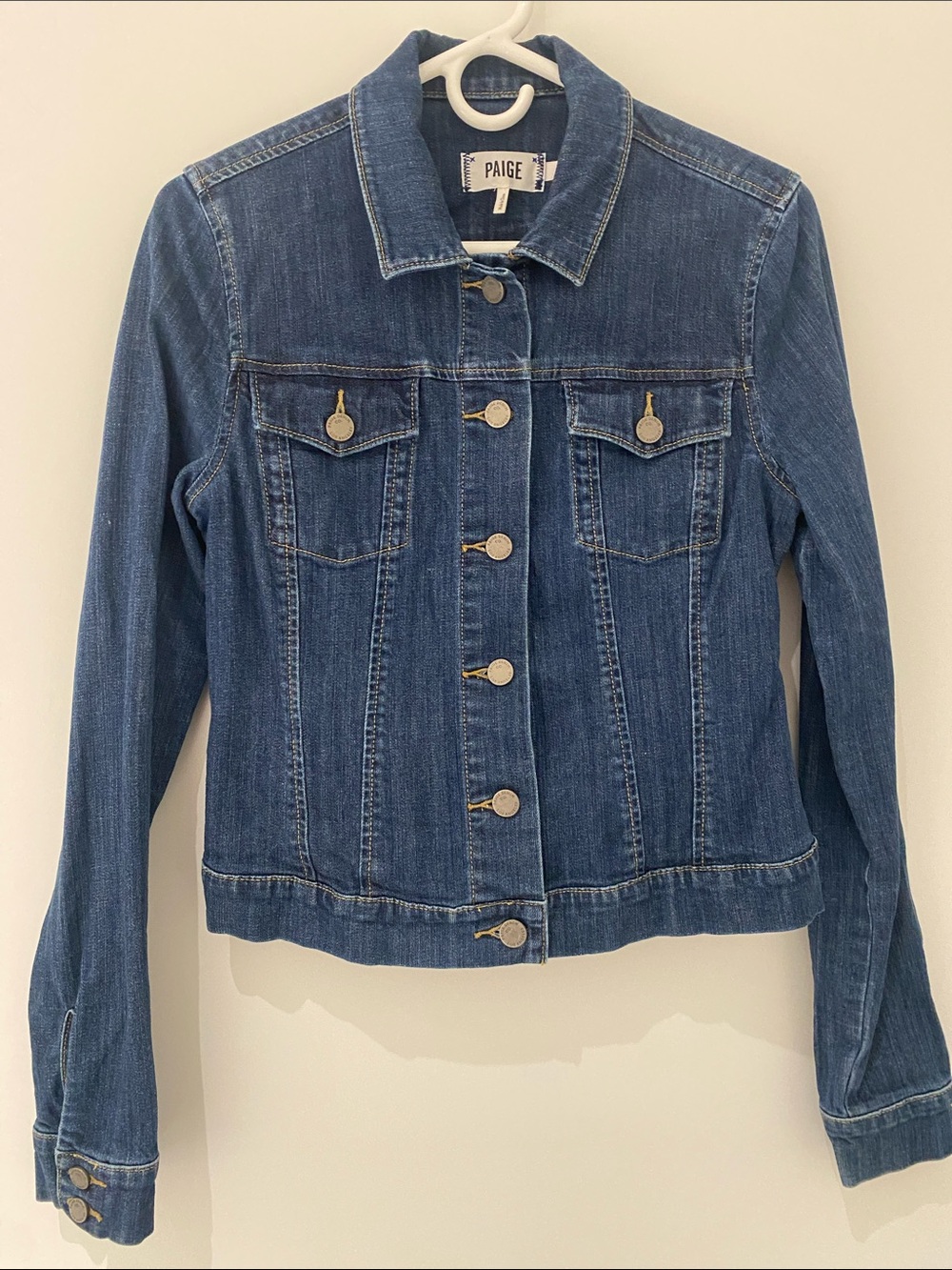 Paige Denim Jean Jacket Medium Wash Size Medium (Runs Small).